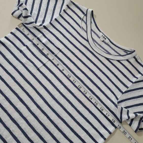 LNA Iles Navy Stripe Distressed Crewneck Short-sleeve Pullover Top - Picture 7 of 16